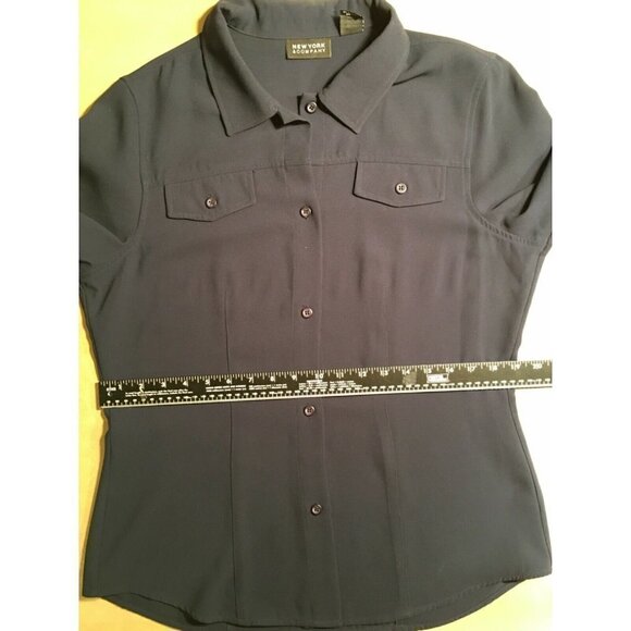 NEW YORK & COMPANY Pre-owned 100% Polyester Shirt/Jacket, NAVY BLUE*, Size Large - Picture 5 of 9